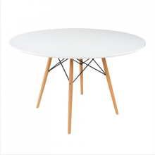 Круглый стол из МДФ и деревянными ножками 1000x1080x120 мм, белый