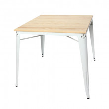 Деревянный стол с металлическими ножками 800x800x760 мм, белый