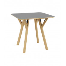 Деревянный квадратный стол с деревянными ножками и металлической подставкой 800x800x750 мм, серый