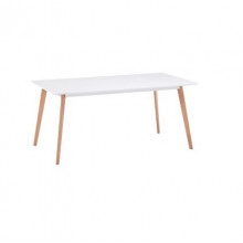 Стол прямоугольный с поверхностью из MDF,  ножки из дерева 1600x900x750 мм, белый